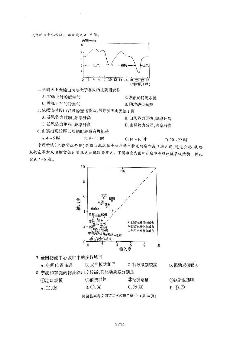 陕西省西安市周至县2023届高三二模文科综合试题02