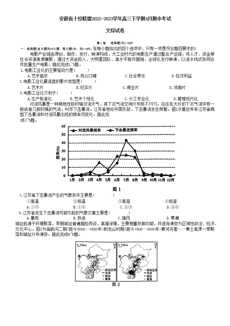 2023安徽省A10联盟高三下学期4月期中考试文综含答案01