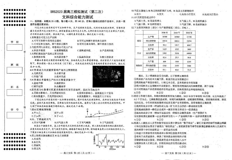 2023南昌高三下学期第二次模拟测试文科综合PDF版含答案01