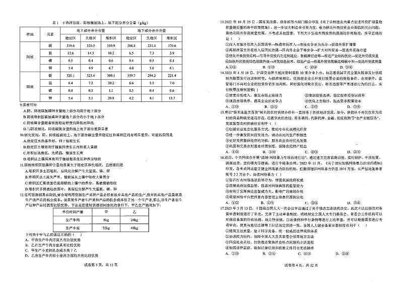 江西省重点中学盟校2023届高三第二次联考 文综第2页