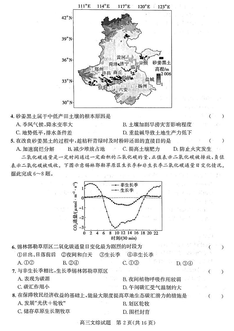 晋中市2023年5月普通高等学校招生模拟考试 文综第2页