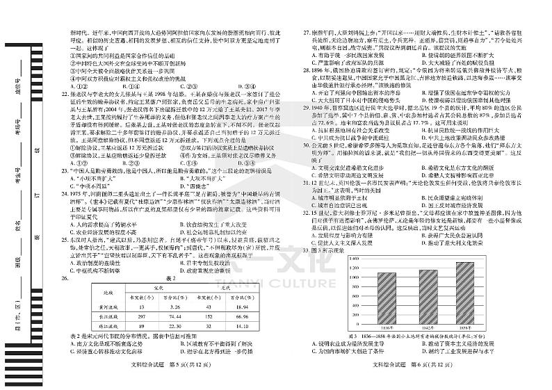 2023天一大联考安徽卓越县中联盟高三第二次联考文综试题及答案第3页