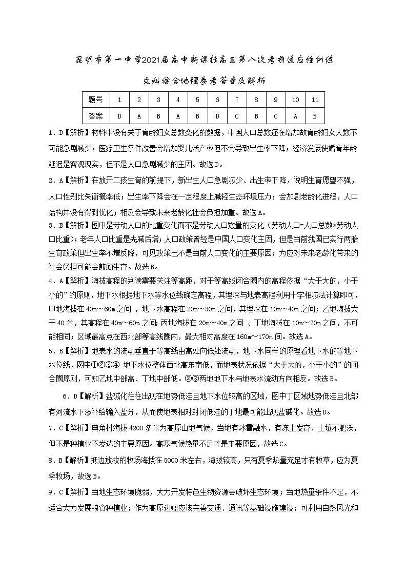 地理答案第1页