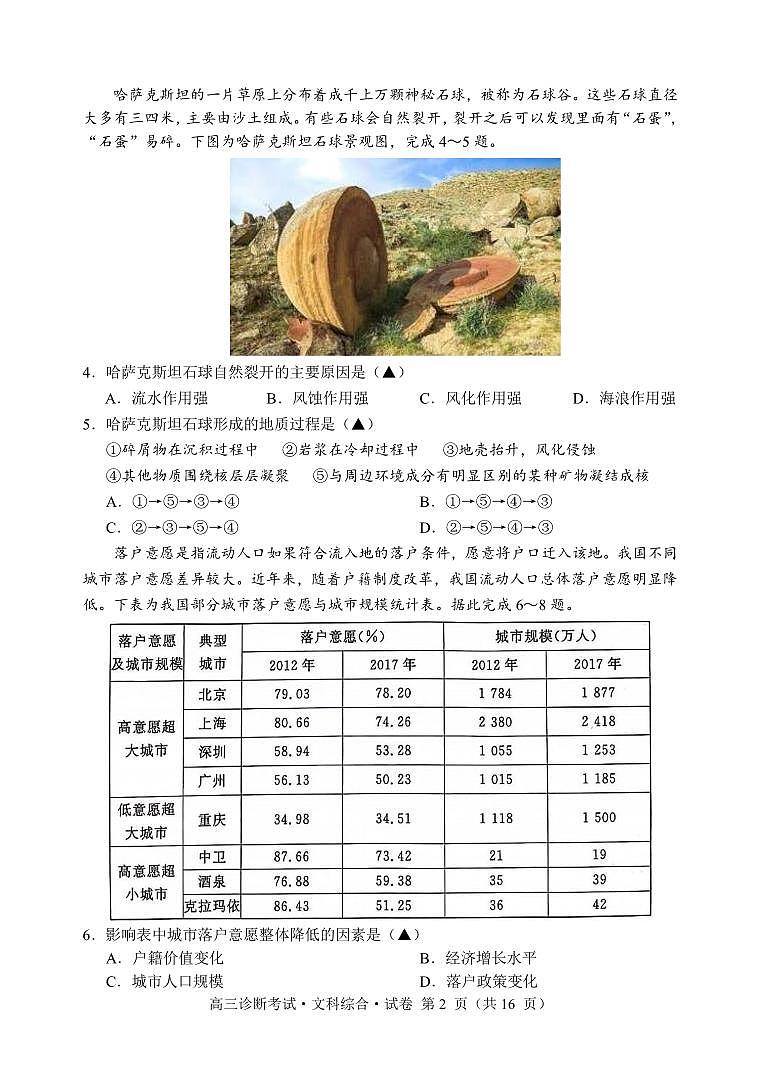 高三一诊_文综_试题第2页