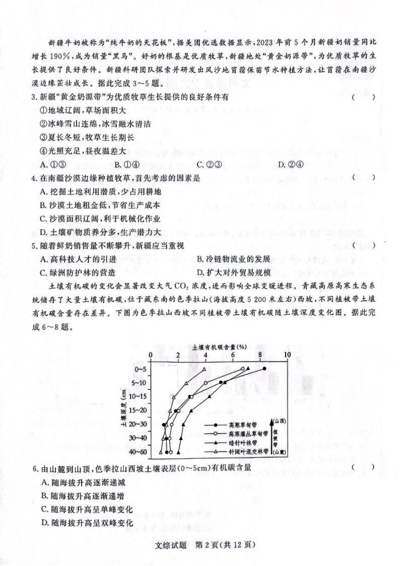 河南省中原名校2023-2024学年高三下学期3月联考试题 文综 PDF版无答案02