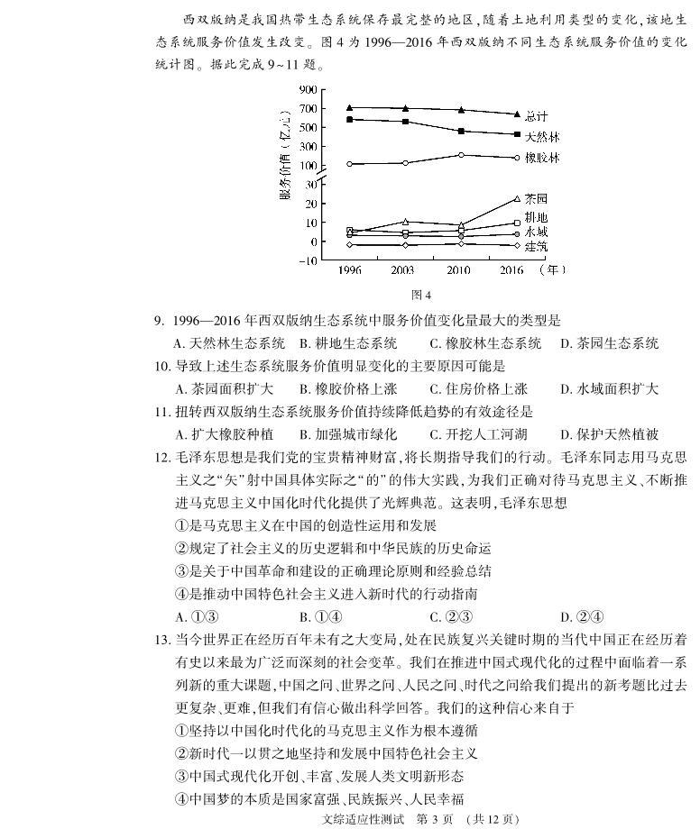 河南省普通高中毕业班2024届高三下学期3月高考适应性测试文综试卷（PDF版附答案）03