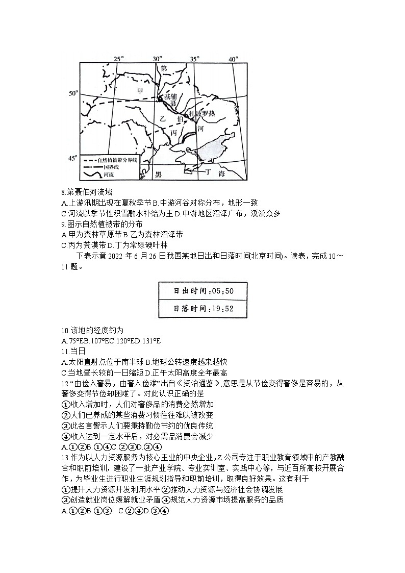 2024届陕西省铜川市高三下学期第二次模拟考试文综_副本第3页