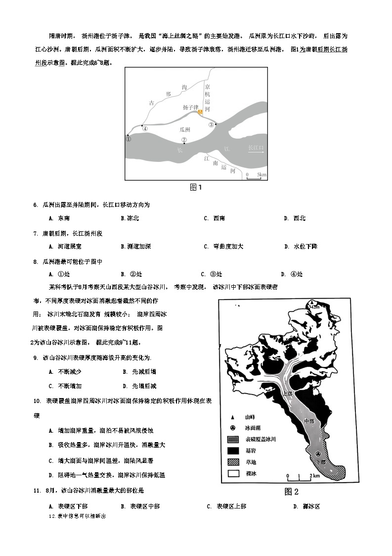 四川省南充市2024届高三高考适应性考试（南充二诊）文综_副本02