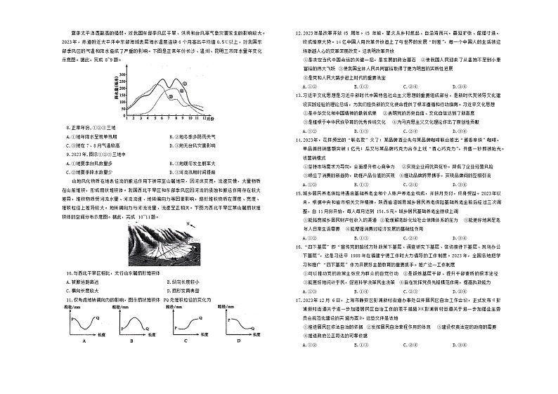 2024届河南省创新联盟TOP二十名校质检二(二模)考试文综试题第2页