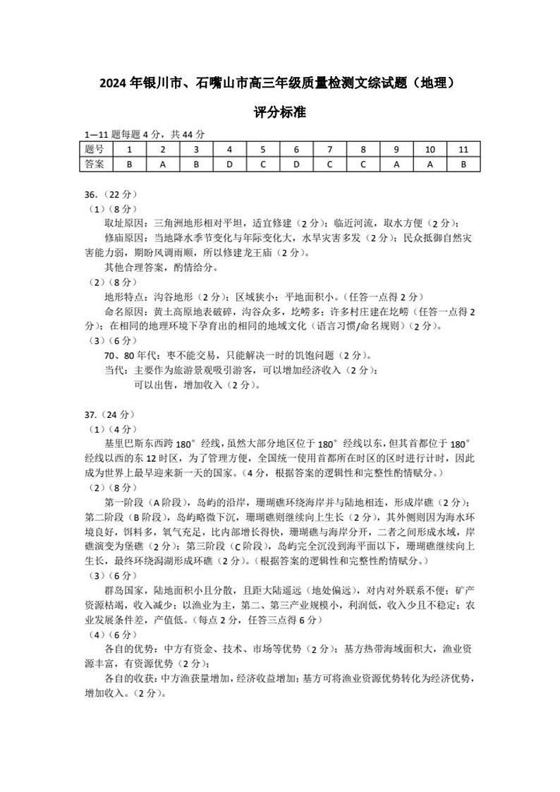 文综答案第1页