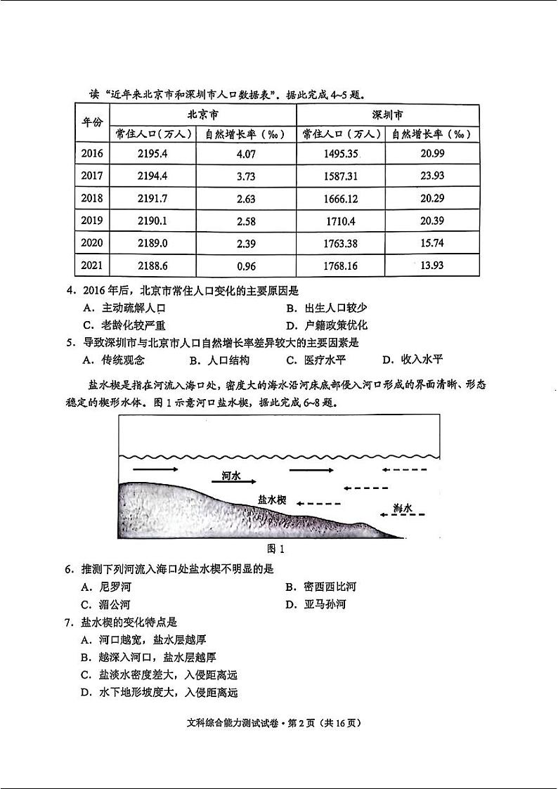 云南二统-文综试卷第2页