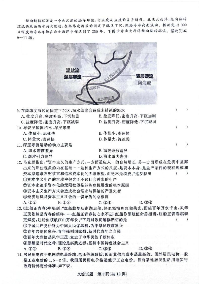 河南省青桐鸣2024届高三下学期4月大联考文综试卷（PDF版附解析）03