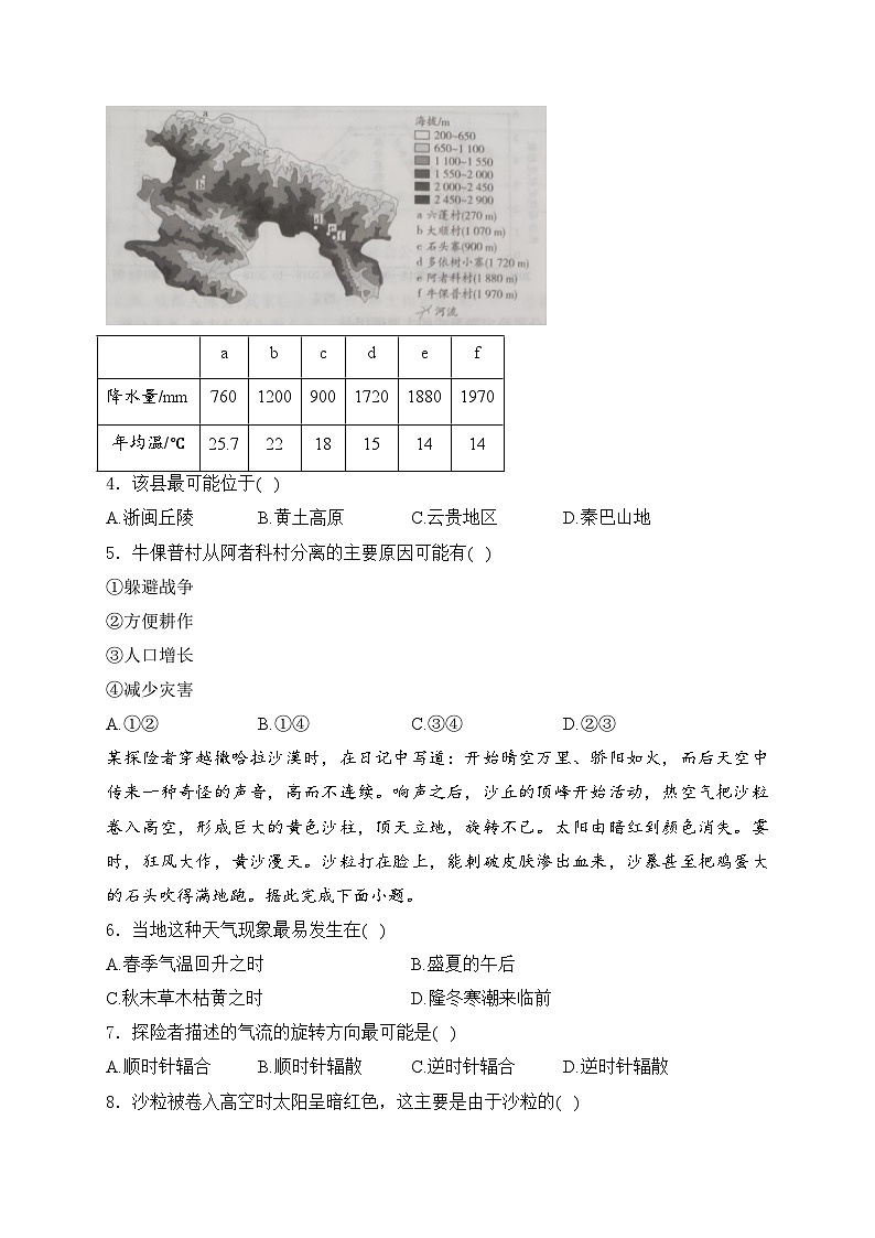 河南省安阳市2024届高三下学期高考二模文综地理试卷(含答案)02