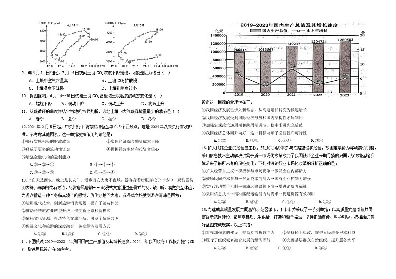 2024眉山仁寿县高三下学期三诊模拟联考试题文综含解析02