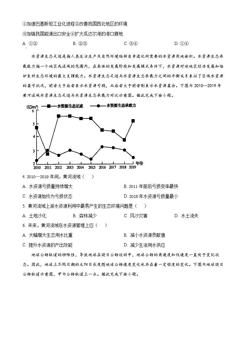 2024届河南省TOP二十名校高三下学期冲刺考试文科综合试题(二)-高中地理(原卷版)第2页