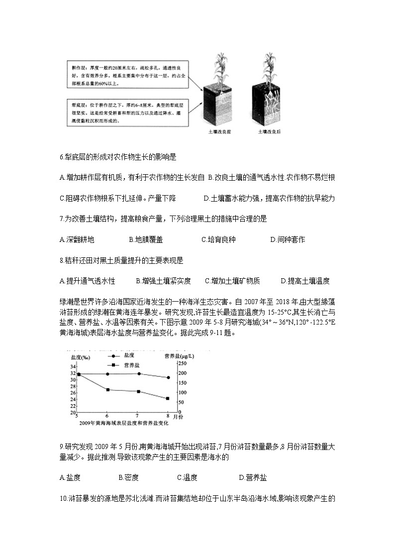 2021届四省名校高三下学期第三次大联考文综试题03