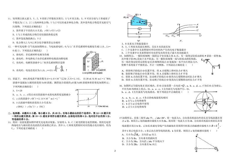 2021-2022学年高三上学期摸底联考理科综合试题(PDF版,无答案)第2页