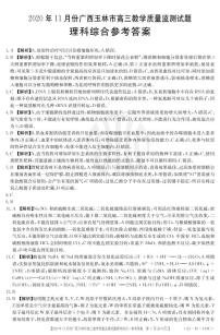 2021届广西玉林市高三上学期教学质量监测理科综合试题 PDF版