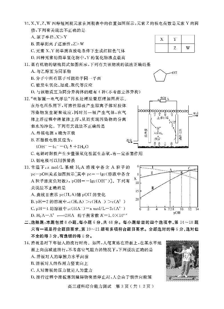 2022届川省乐山市高三上学期第一次调查研究考试理综试题 PDF版03