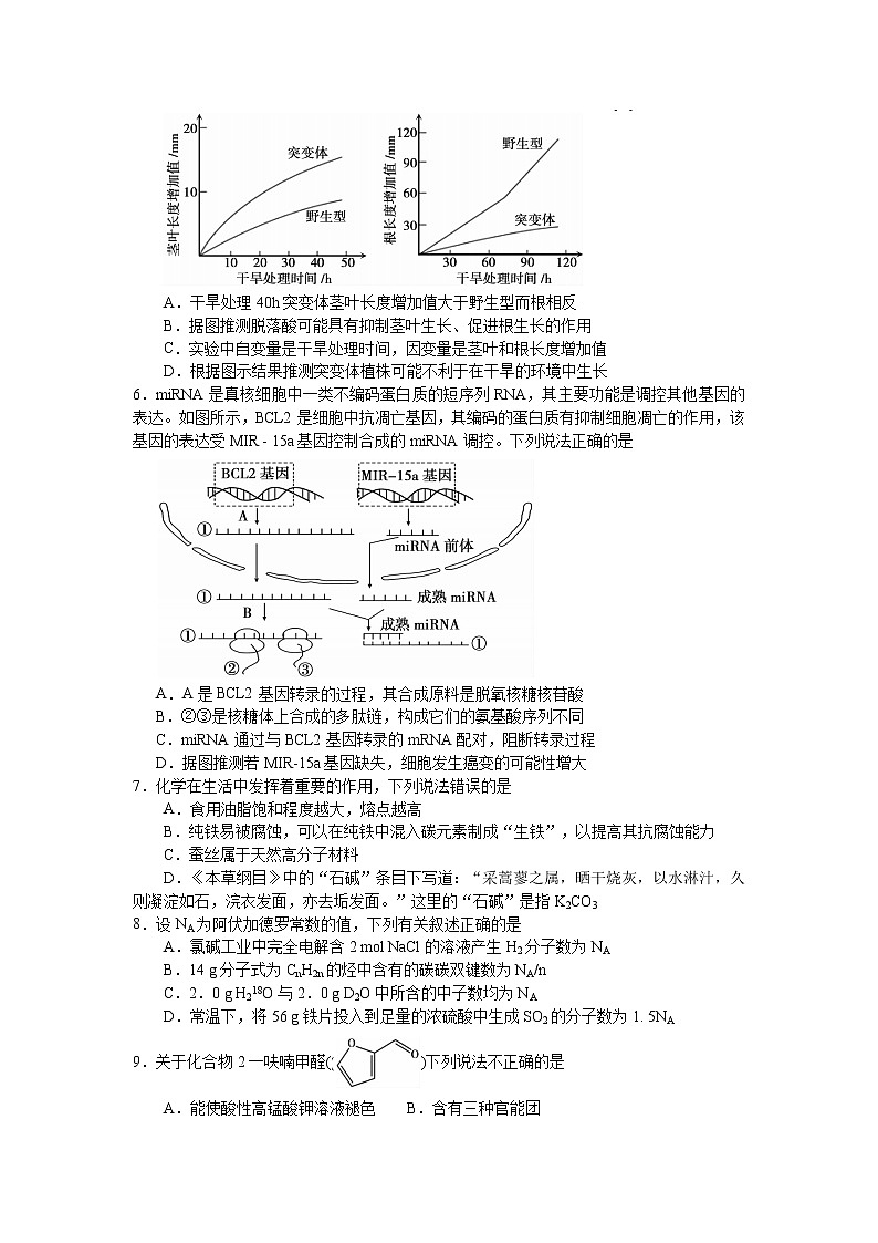 安徽省蚌埠市2020届高三年级第二次教学质量检查考试理综试题 word02