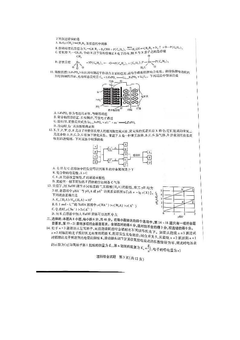 2022届河南省焦作市高三上学期11月第一次模拟考试理综试题 扫描版含答案03
