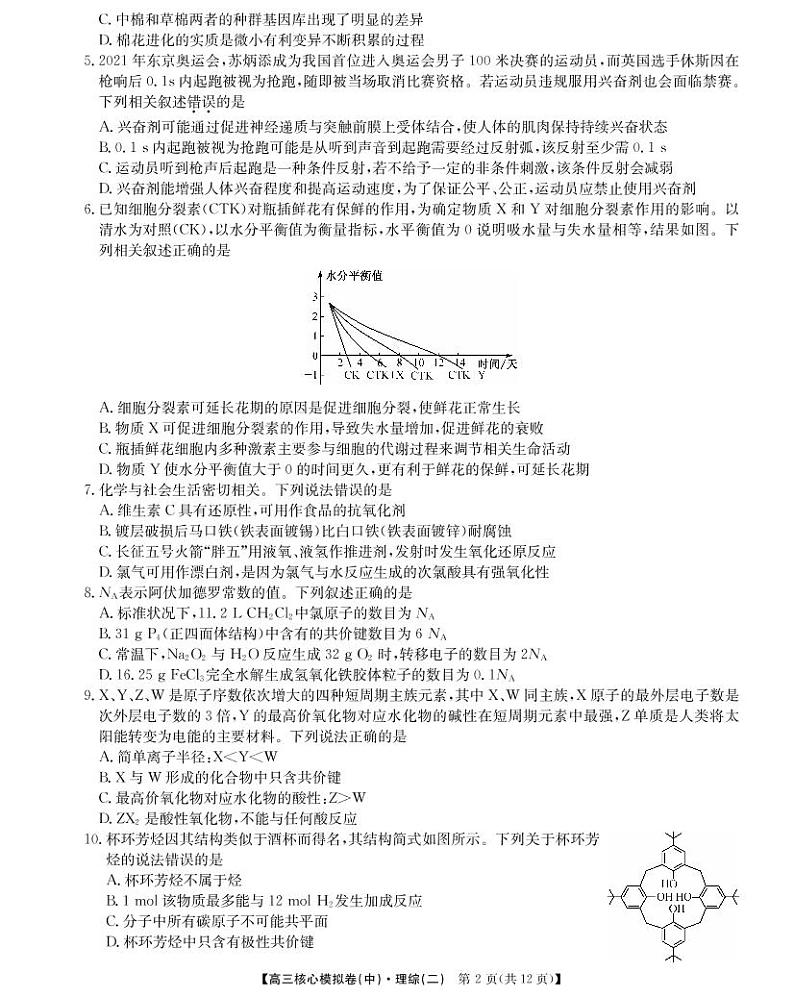 (预约)江西省南昌市2021-2022学年高三下学期核心模拟卷(中)理科综合试题第2页