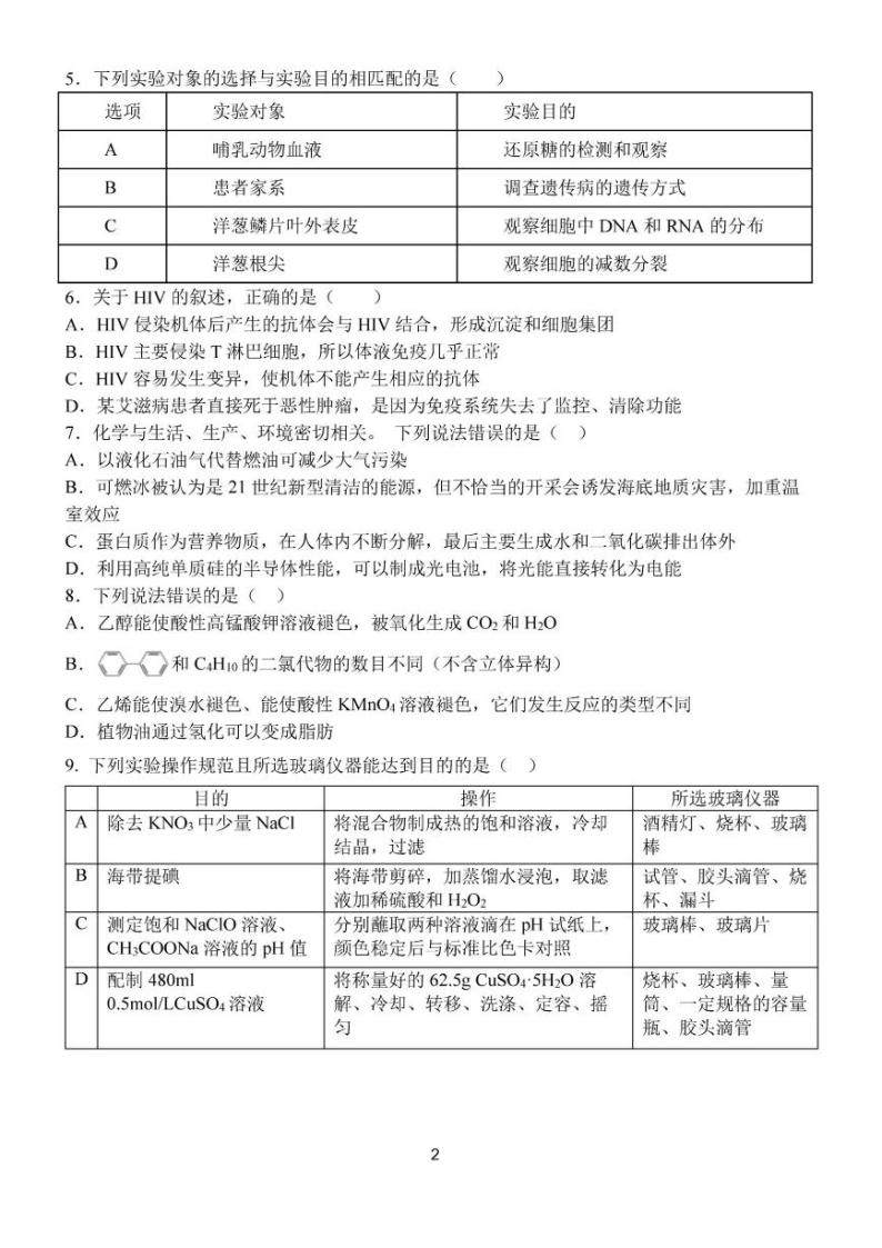 2018届四川省成都七中高三二诊（3月）模拟考试理综试题（PDF版）02