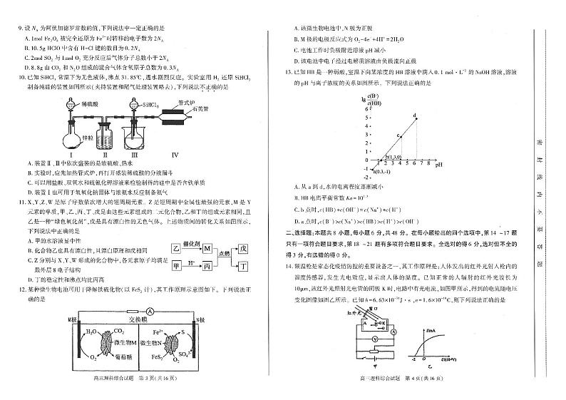 2021届安徽省合肥市高三三模理科综合试卷及答案02