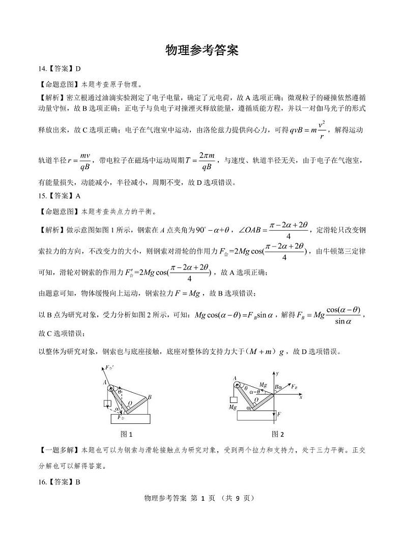 物理答案--全国卷第1页
