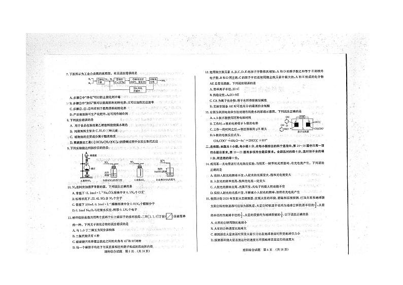 2019届山东省济南市高三3月模拟(一模)理科综合试题(PDF版)第2页