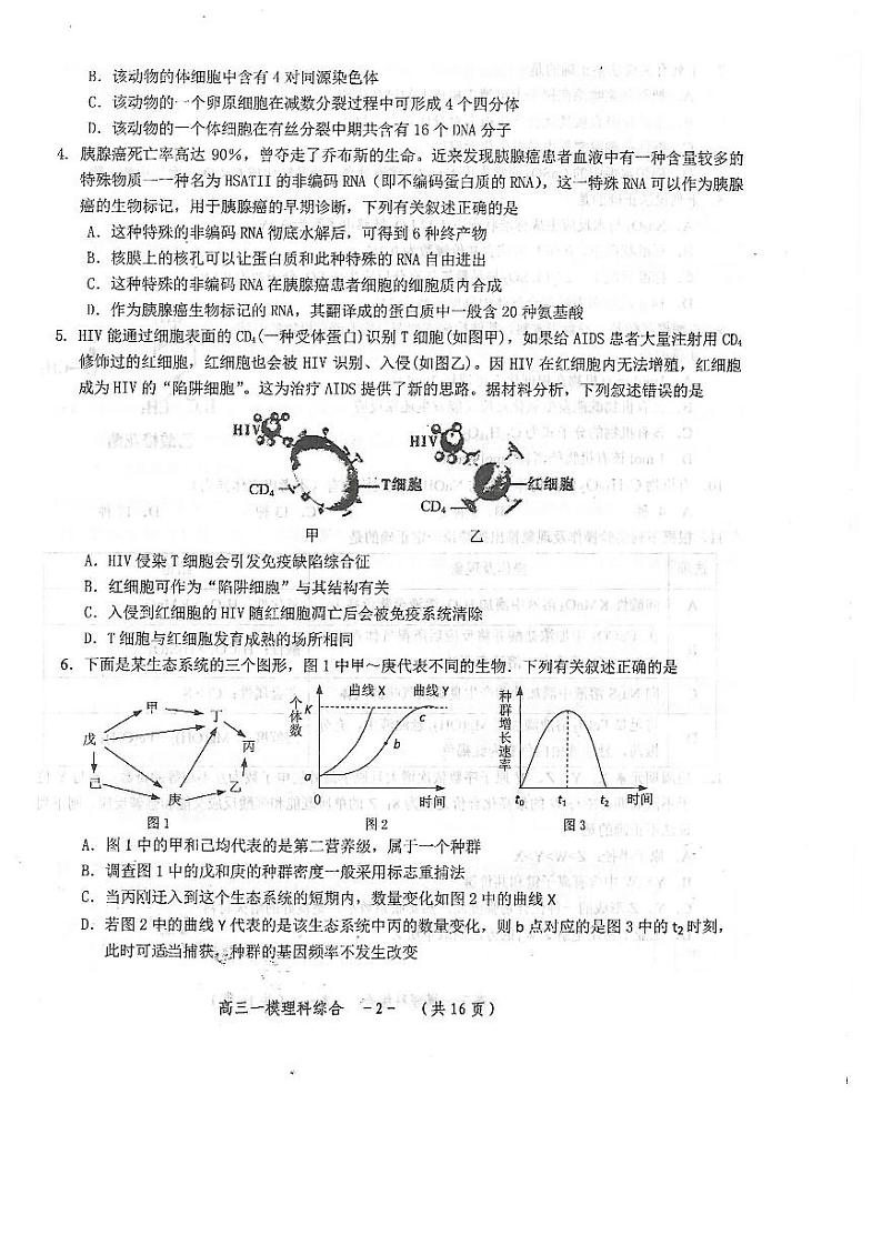 2019届湖南省怀化市高三3月第一次模拟考试理科综合试题 PDF版第2页