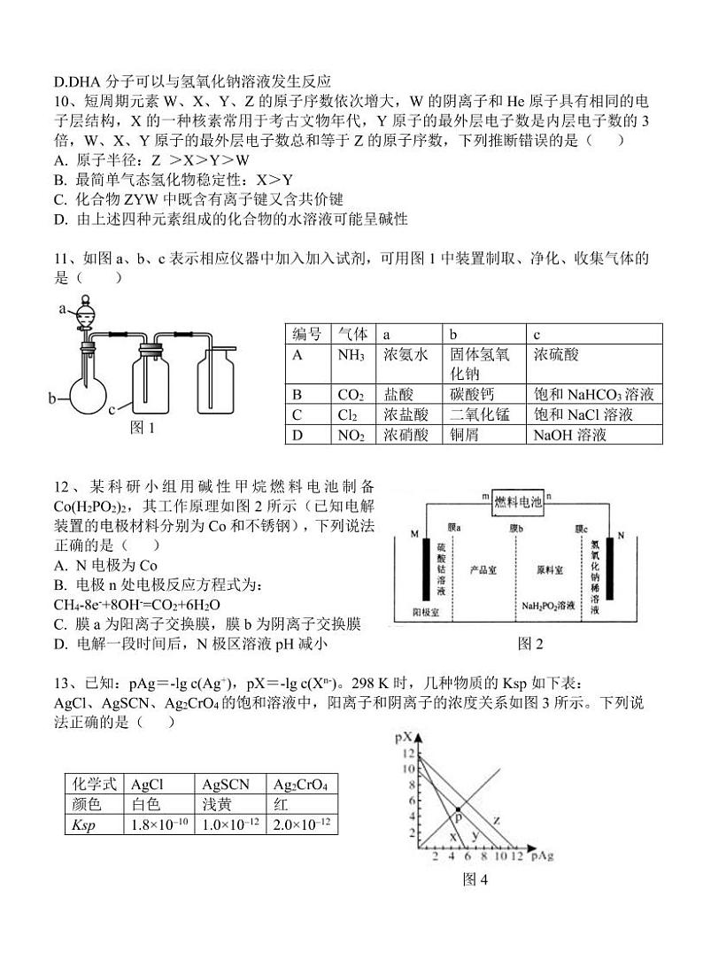 2022西安中学高三五月全仿真模拟考试(一)理综03