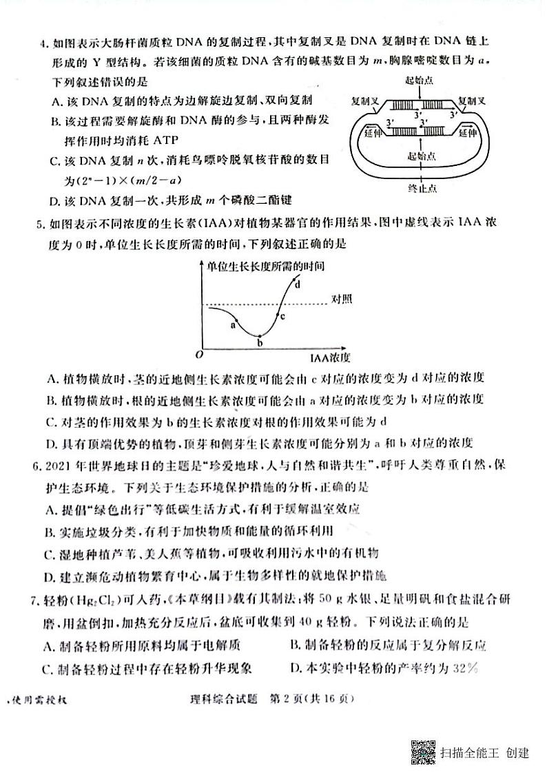 山西省吕梁市2022届高三下学期二模理综试题第2页