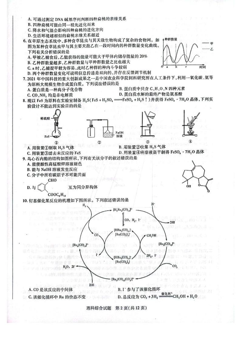 河南省名校联盟”顶尖计划“2022届高中毕业班第三次考试-理综试卷（图片版）02