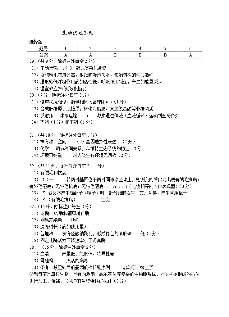 2021省大庆铁人中学高三下学期5月第三次模拟考试理科综合含答案01