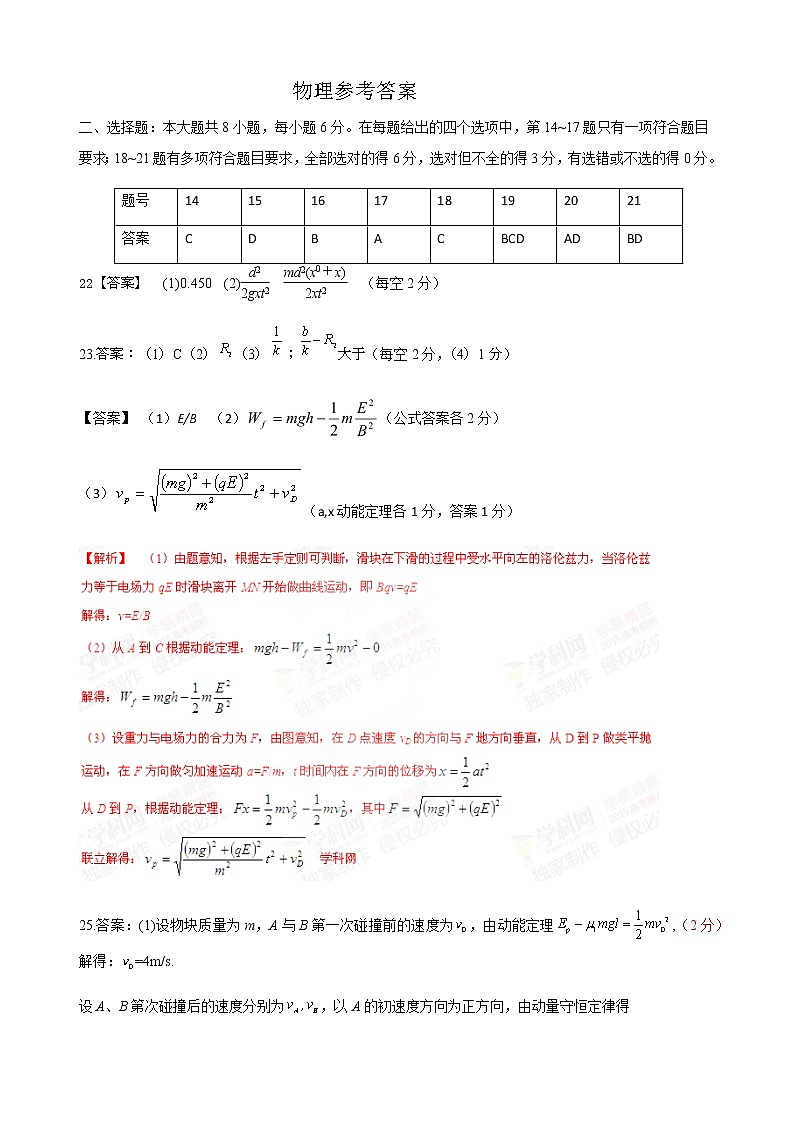 物理试卷参考答案第1页