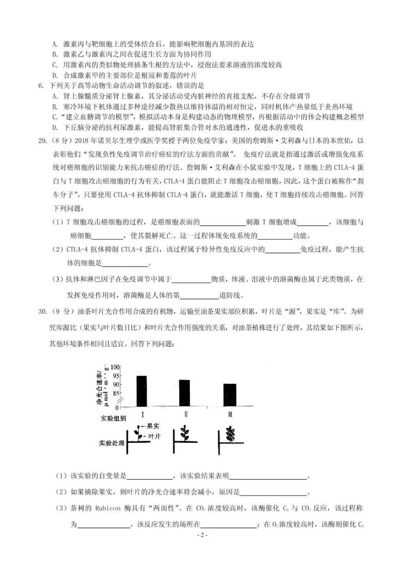 2019届辽宁省抚顺市高三第一次模拟考试理综试题（PDF版）02