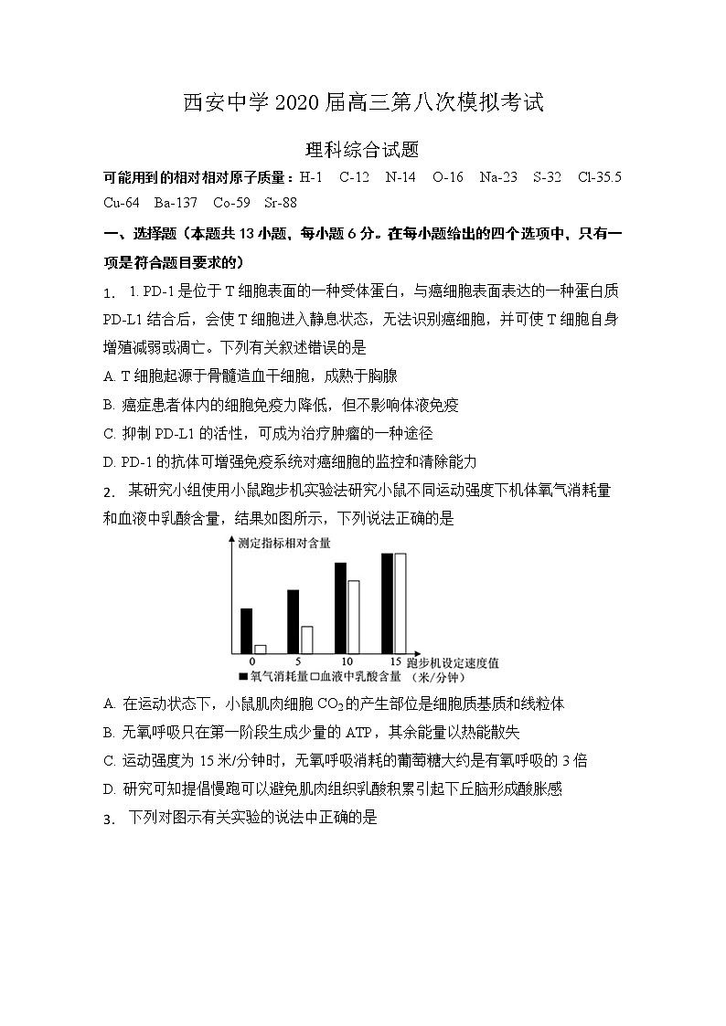 2020西安中学高三第八次模拟考试理科综合试题含答案第1页