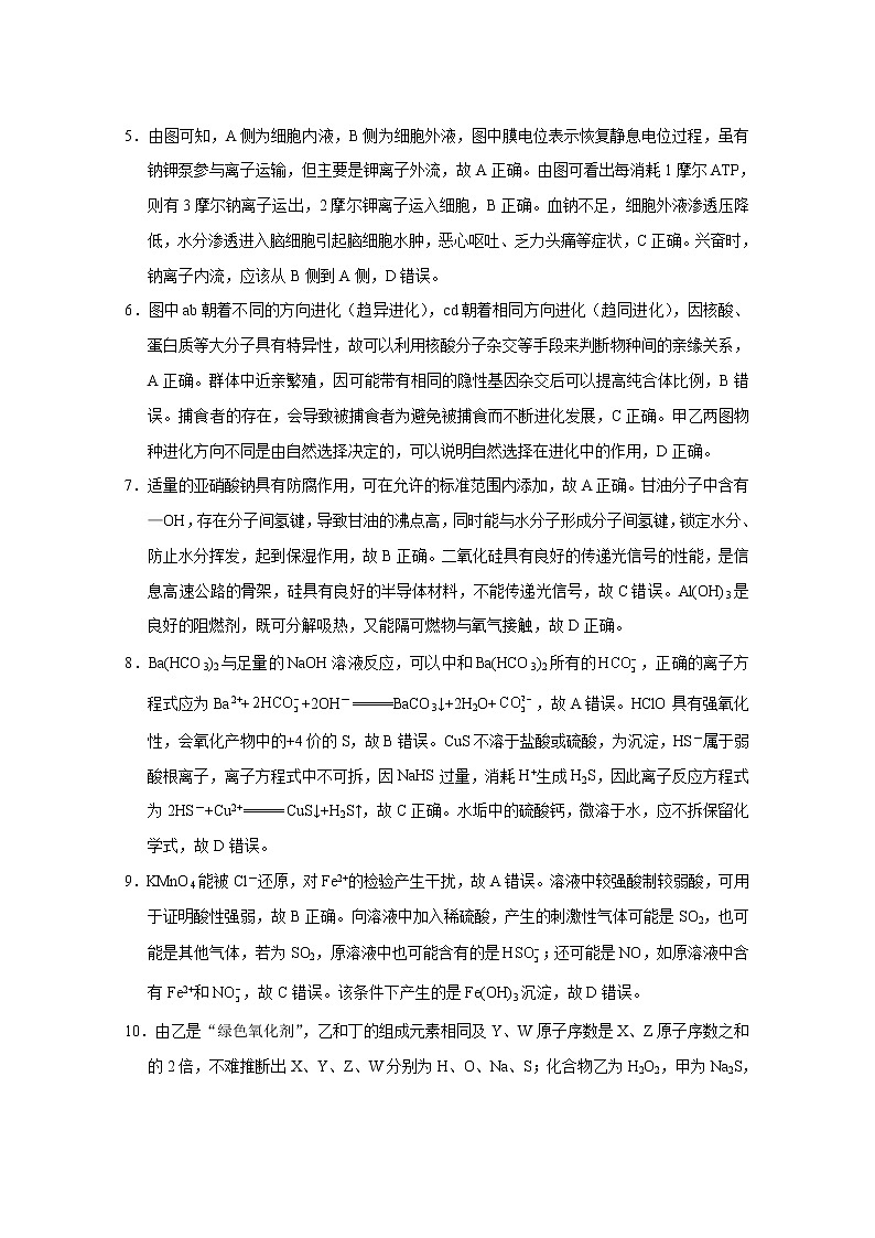 巴蜀中学2020届高考适应性月考卷(七)理综-答案第2页