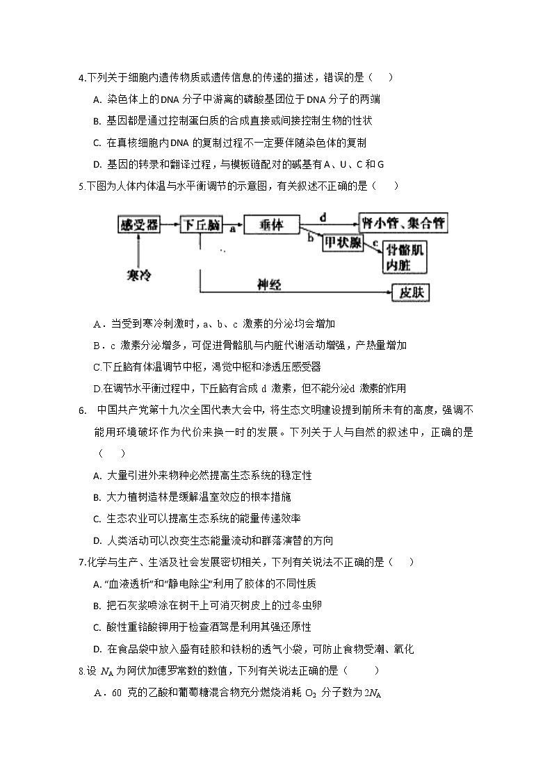 2020武威六中高三下学期第三次诊断考试理科综合试题含答案第2页
