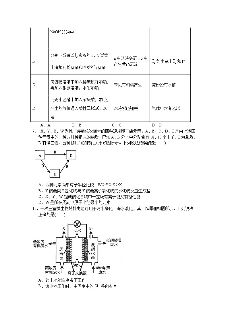 2020福清高三下学期3月“线上教学”质量检测理科综合含答案第3页