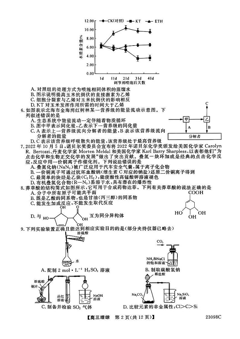 2023届广西北海市高三上学期第一次模拟考试理科综合第2页