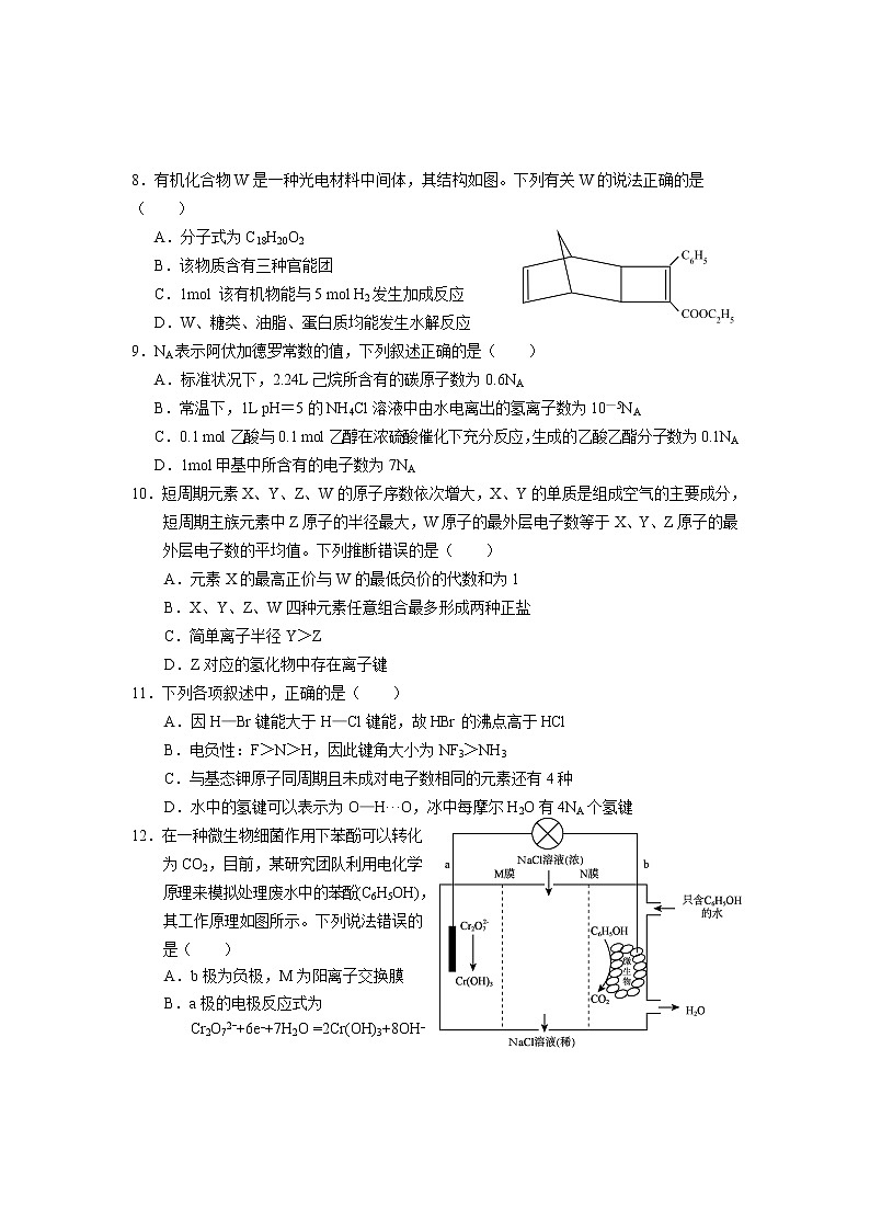 2023德宏州高三上学期期末考试理综含答案03