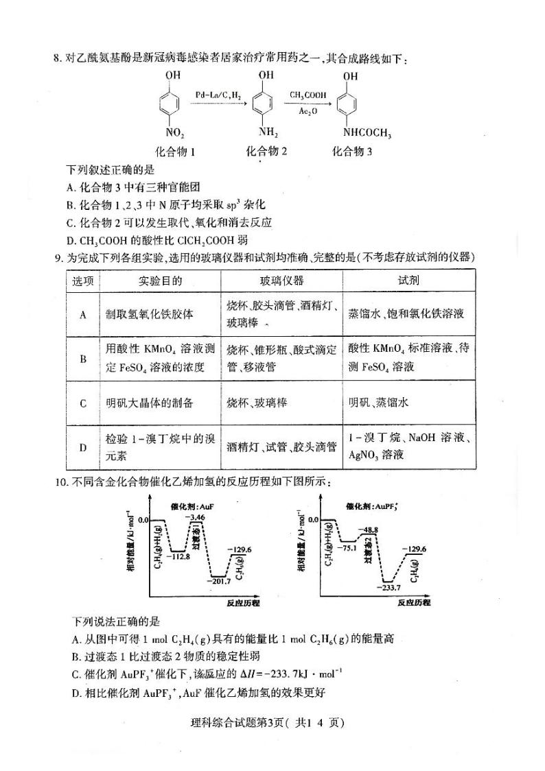 2022-2023学年山西省临汾市高三下学期考前适应性训练考试（一）（一模） 理综 PDF版03