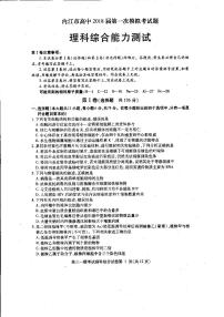 2018届四川省内江市高三第一次模拟考试试题 理综 PDF版