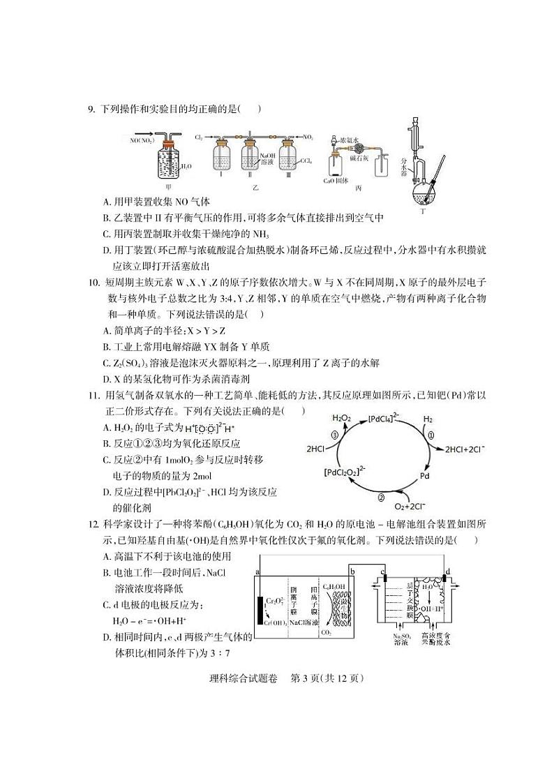 2023届四川省凉山州高三下学期第二次诊断性检测考试理综试题 PDF版第3页