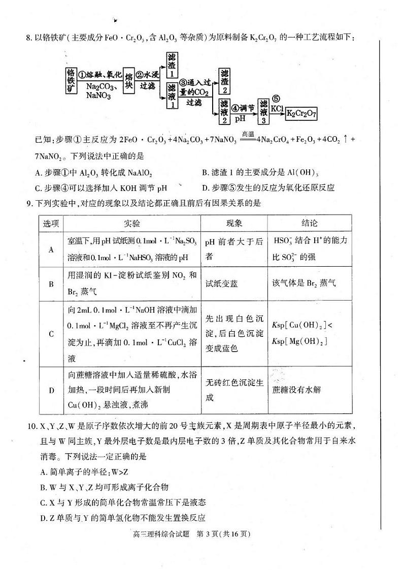 2021届安徽省合肥市高三下学期第二次教学质量检测理综试题 PDF版03