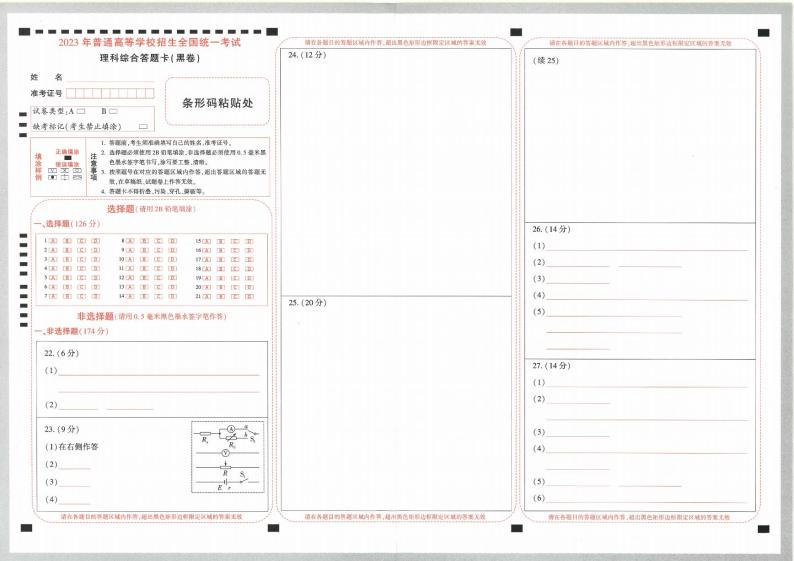 2023年《腾远高考 黑白卷》理科综合（全国版）01