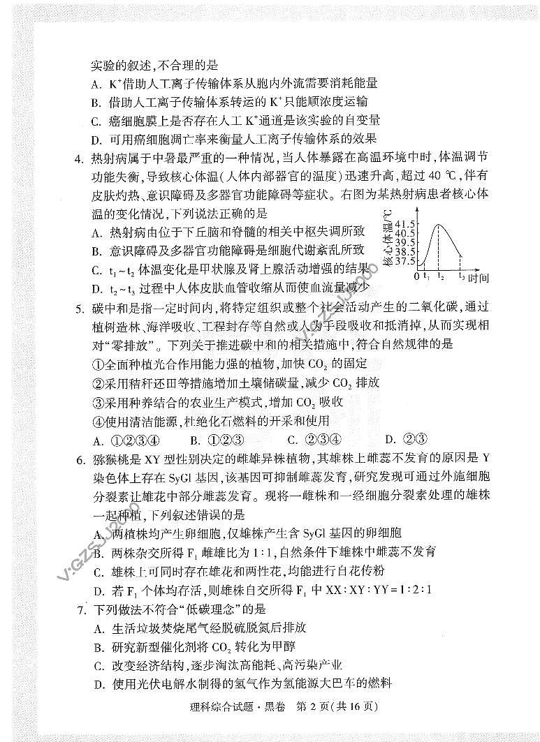 2023年《腾远高考 黑白卷》理科综合(全国版)02