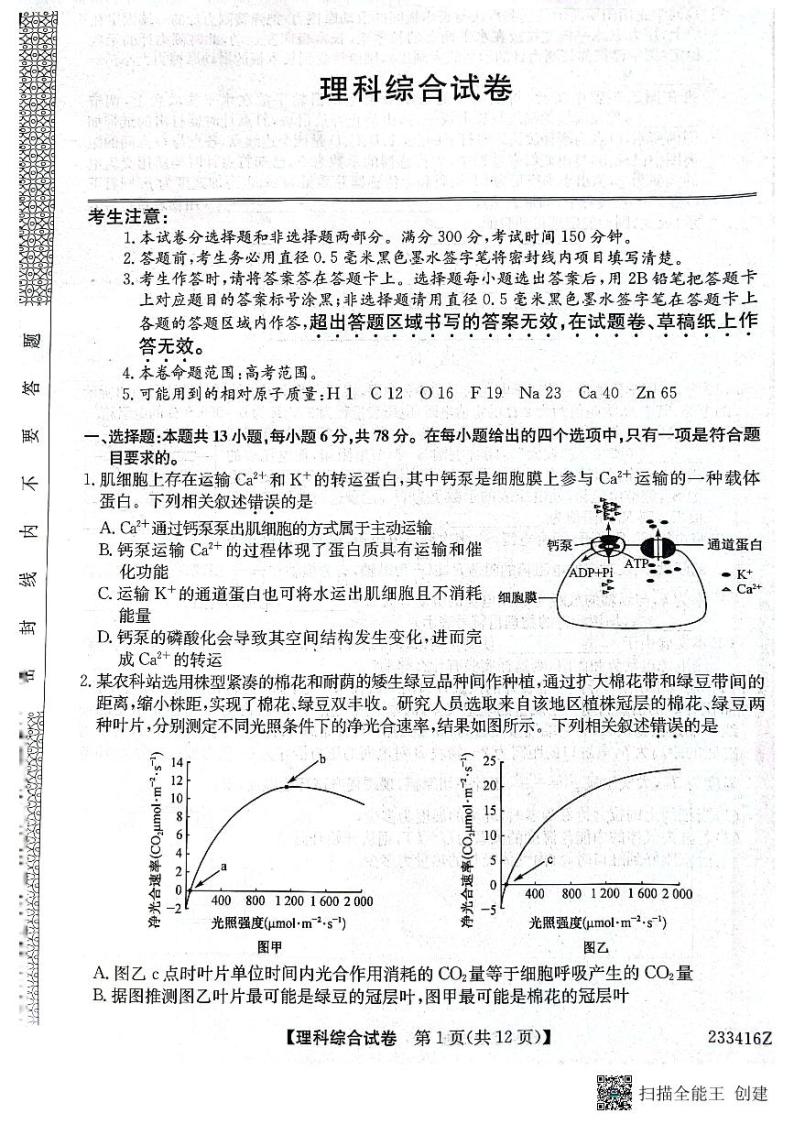 2023届黑龙江省齐齐哈尔市高三二模理综试题PDF版含答案01